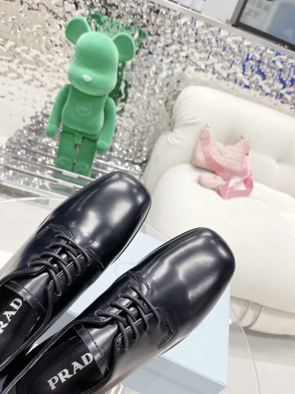 Prada Brushed Derby Shoes Black For Women 1.96in/50mm PRD 1E877M_055_F0002_F_B050