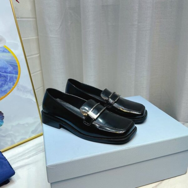 Prada Brushed Loafers Black 2.17in/55mm For Women PRD