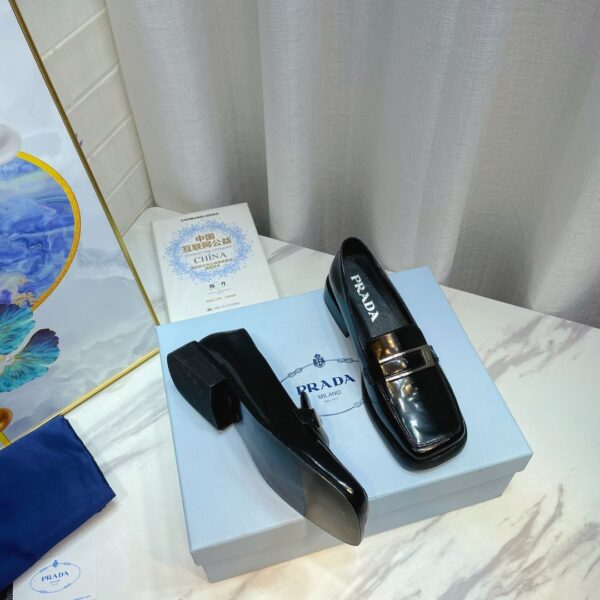 Prada Brushed Loafers Black 2.17in/55mm For Women PRD