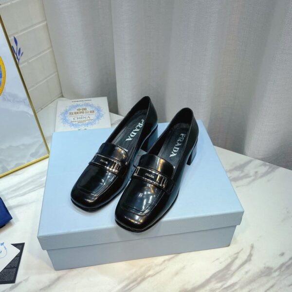 Prada Brushed Loafers Black 2.17in/55mm For Women PRD