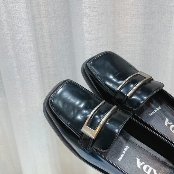 Prada Brushed Loafers Black 2.17in/55mm For Women PRD