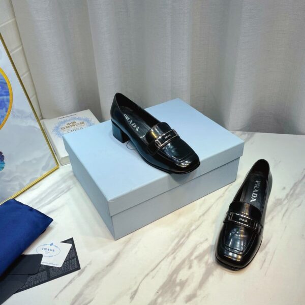 Prada Brushed Loafers Black 2.17in/55mm For Women PRD