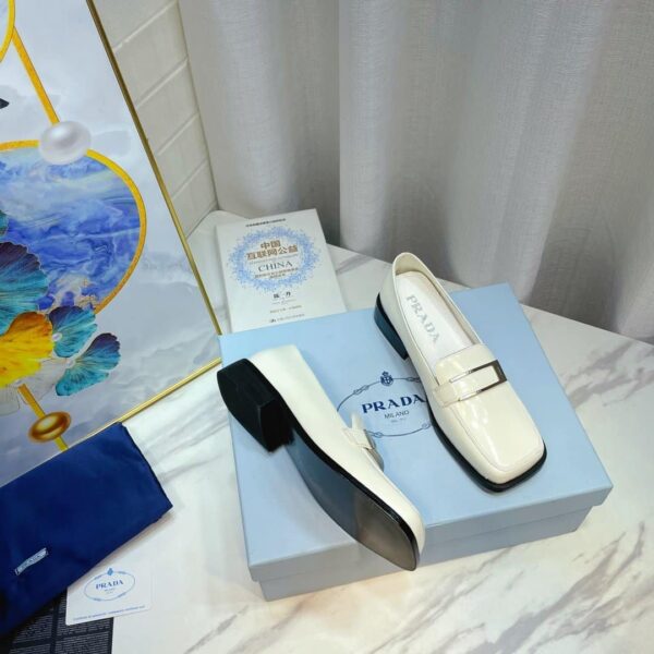 Prada Brushed Loafers White 2.17in/55mm For Women PRD