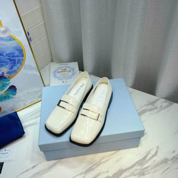 Prada Brushed Loafers White 2.17in/55mm For Women PRD