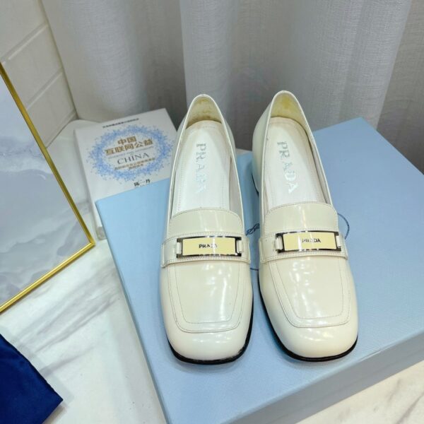 Prada Brushed Loafers White 2.17in/55mm For Women PRD