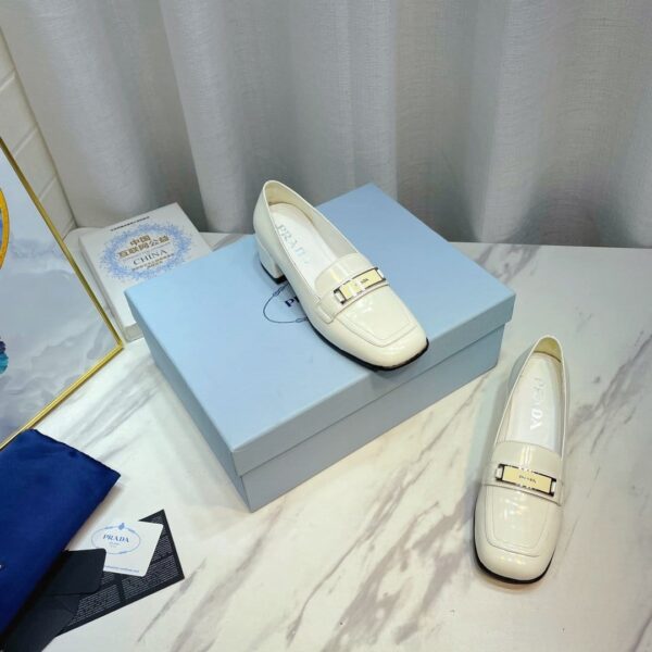 Prada Brushed Loafers White 2.17in/55mm For Women PRD