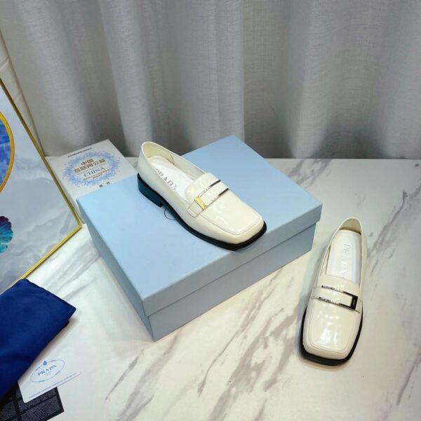 Prada Brushed Loafers White 2.17in/55mm For Women PRD