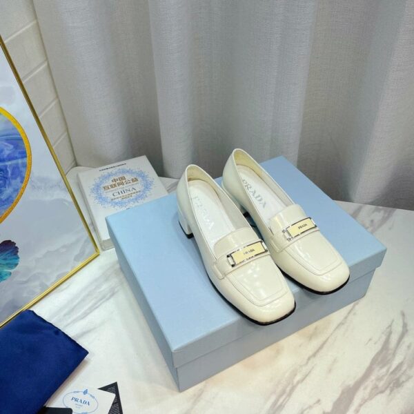 Prada Brushed Loafers White 2.17in/55mm For Women PRD