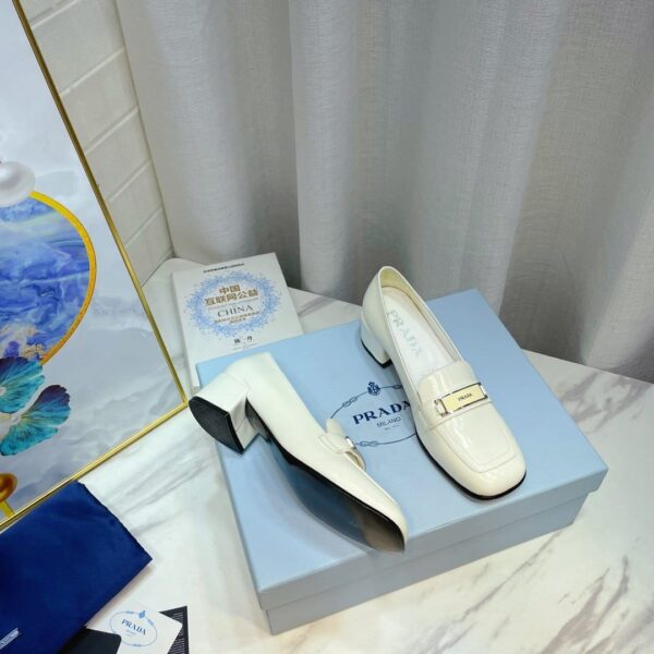 Prada Brushed Loafers White 2.17in/55mm For Women PRD