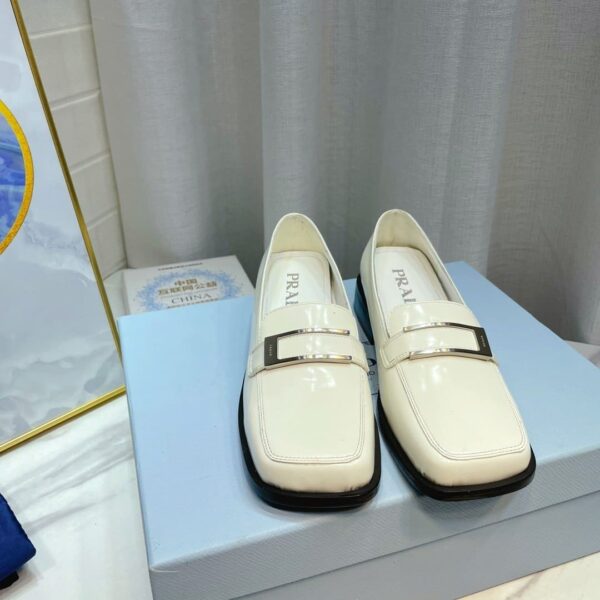 Prada Brushed Loafers White 2.17in/55mm For Women PRD