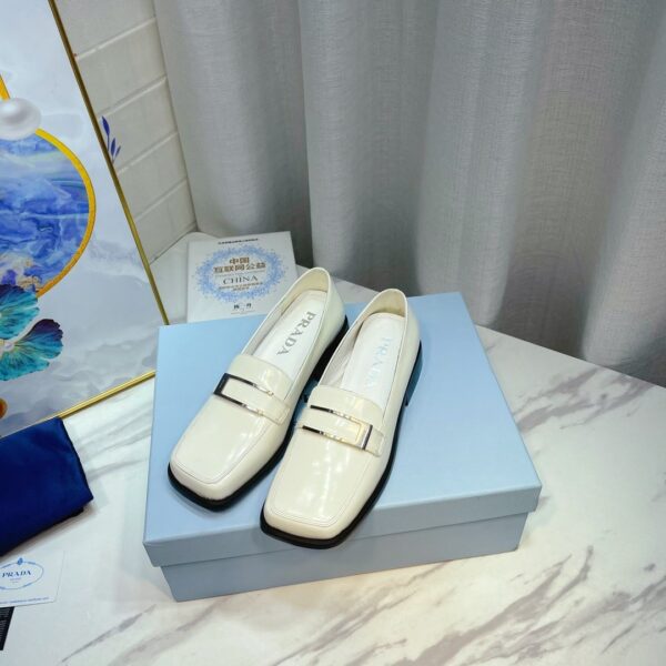 Prada Brushed Loafers White 2.17in/55mm For Women PRD