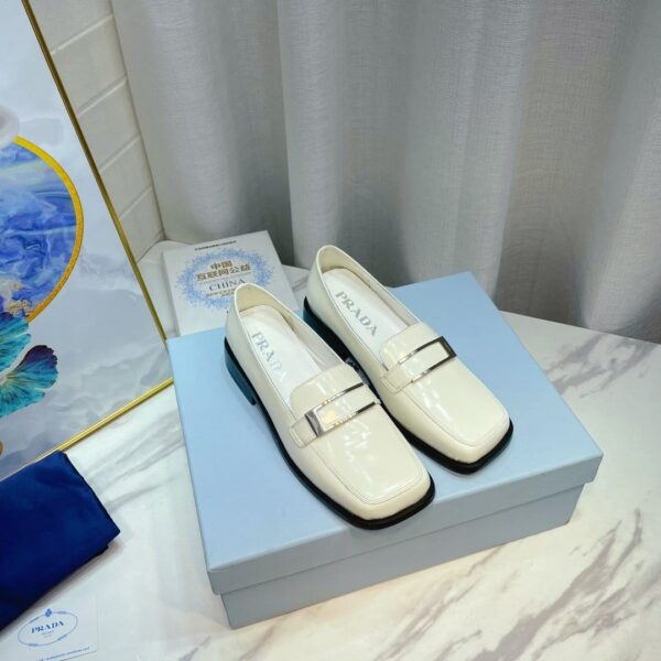 Prada Brushed Loafers White 2.17in/55mm For Women PRD