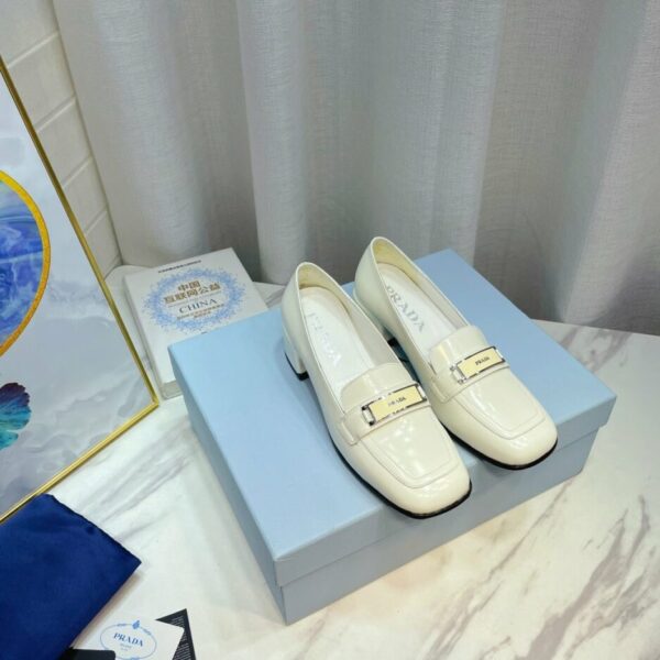 Prada Brushed Loafers White 2.17in/55mm For Women PRD