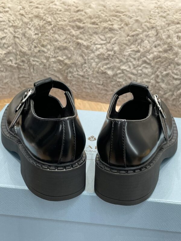 Prada Brushed Mary Jane T-strap Shoes Black For Women 2in/50mm PRD 1E834M_055_F0002_F_B050