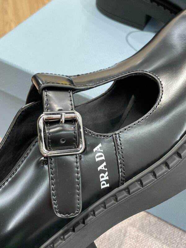Prada Brushed Mary Jane T-strap Shoes Black For Women 2in/50mm PRD 1E834M_055_F0002_F_B050