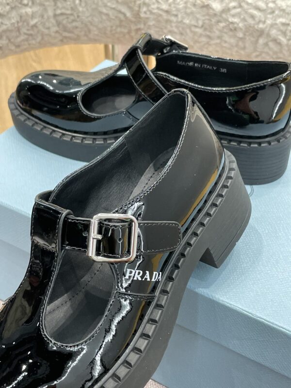 Prada Brushed Mary Jane T-strap Shoes Black For Women 2in/50mm PRD 1E834M_055_F0002_F_B050