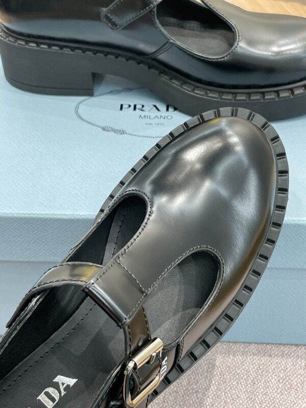 Prada Brushed Mary Jane T-strap Shoes Black For Women 2in/50mm PRD 1E834M_055_F0002_F_B050