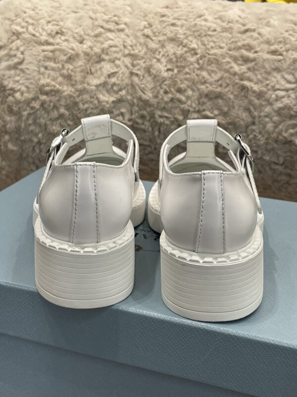 Prada Brushed Mary Jane T-strap Shoes White For Women 2in/50mm PRD 1E834M_055_F097W_F_B050