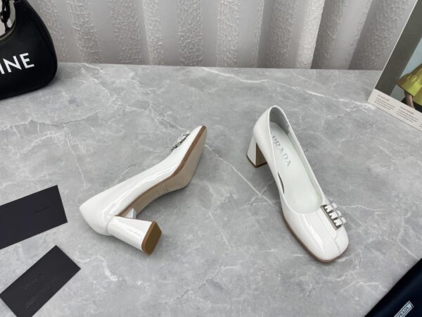 Prada Brushed Pumps White For Women 2.5in/65mm PRD