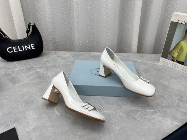 Prada Brushed Pumps White For Women 2.5in/65mm PRD