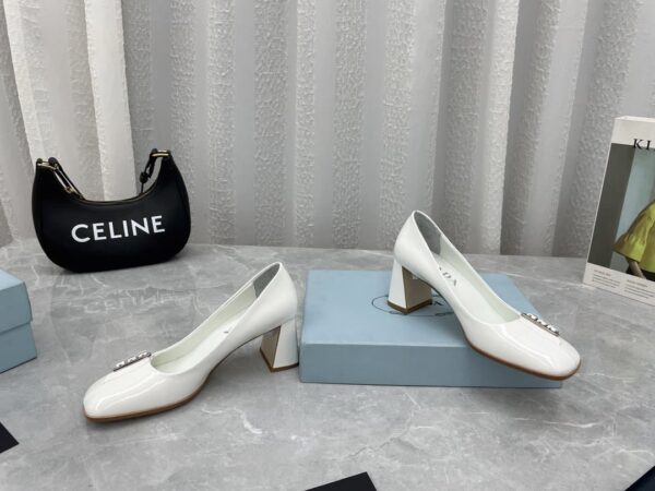 Prada Brushed Pumps White For Women 2.5in/65mm PRD