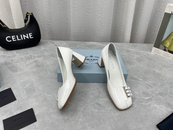 Prada Brushed Pumps White For Women 2.5in/65mm PRD