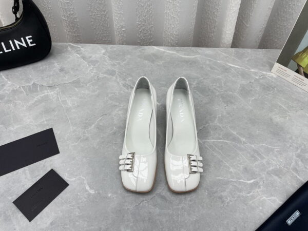 Prada Brushed Pumps White For Women 2.5in/65mm PRD