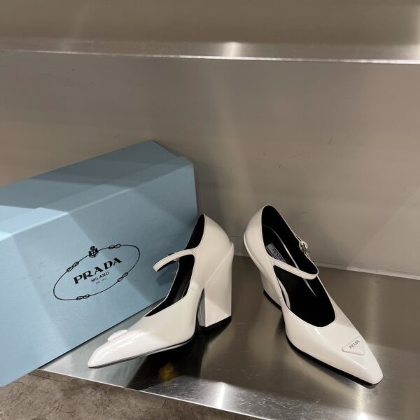Prada Brushed Pumps White For Women 3.7in/95mm PRD 