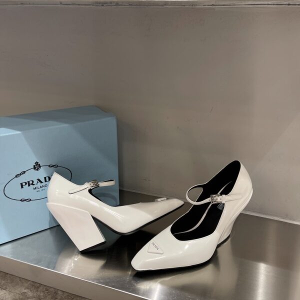 Prada Brushed Pumps White For Women 3.7in/95mm PRD 