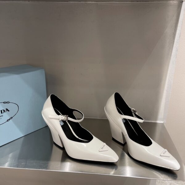 Prada Brushed Pumps White For Women 3.7in/95mm PRD 