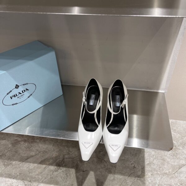 Prada Brushed Pumps White For Women 3.7in/95mm PRD 