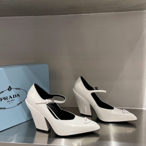 Prada Brushed Pumps White For Women 3.7in/95mm PRD 