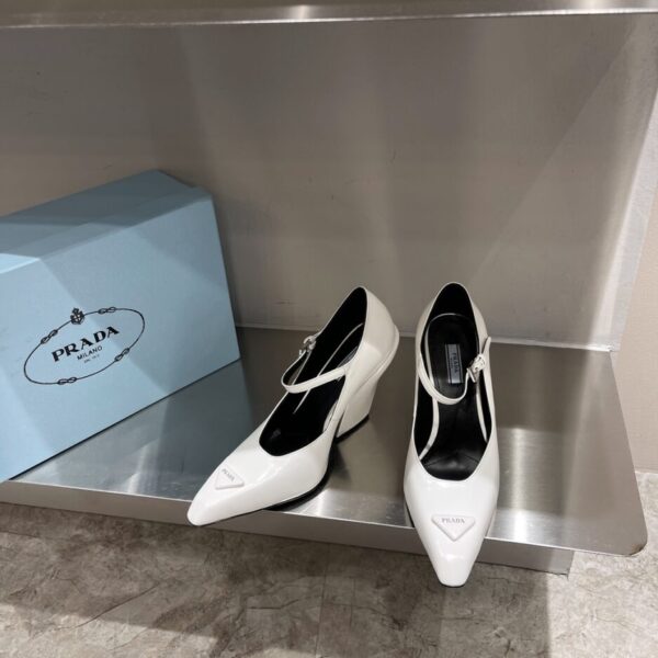 Prada Brushed Pumps White For Women 3.7in/95mm PRD 