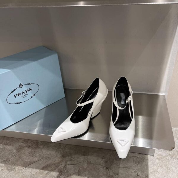 Prada Brushed Pumps White For Women 3.7in/95mm PRD 