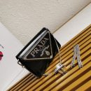 Prada Brushed Shoulder Bag Black For Women, Women's Bags 6.7in/17cm
