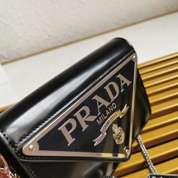 Prada Brushed Shoulder Bag Black For Women, Women's Bags 6.7in/17cm