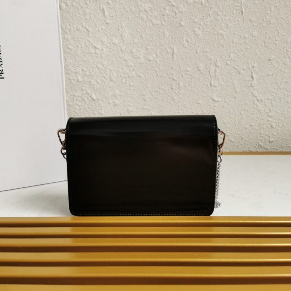 Prada Brushed Shoulder Bag Black For Women, Women's Bags 6.7in/17cm