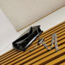 Prada Brushed Shoulder Bag Black For Women, Women's Bags 6.7in/17cm