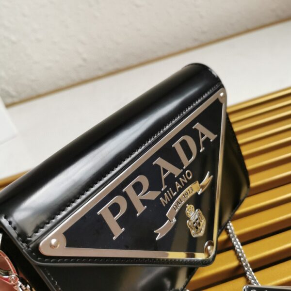 Prada Brushed Shoulder Bag Black For Women, Women's Bags 6.7in/17cm