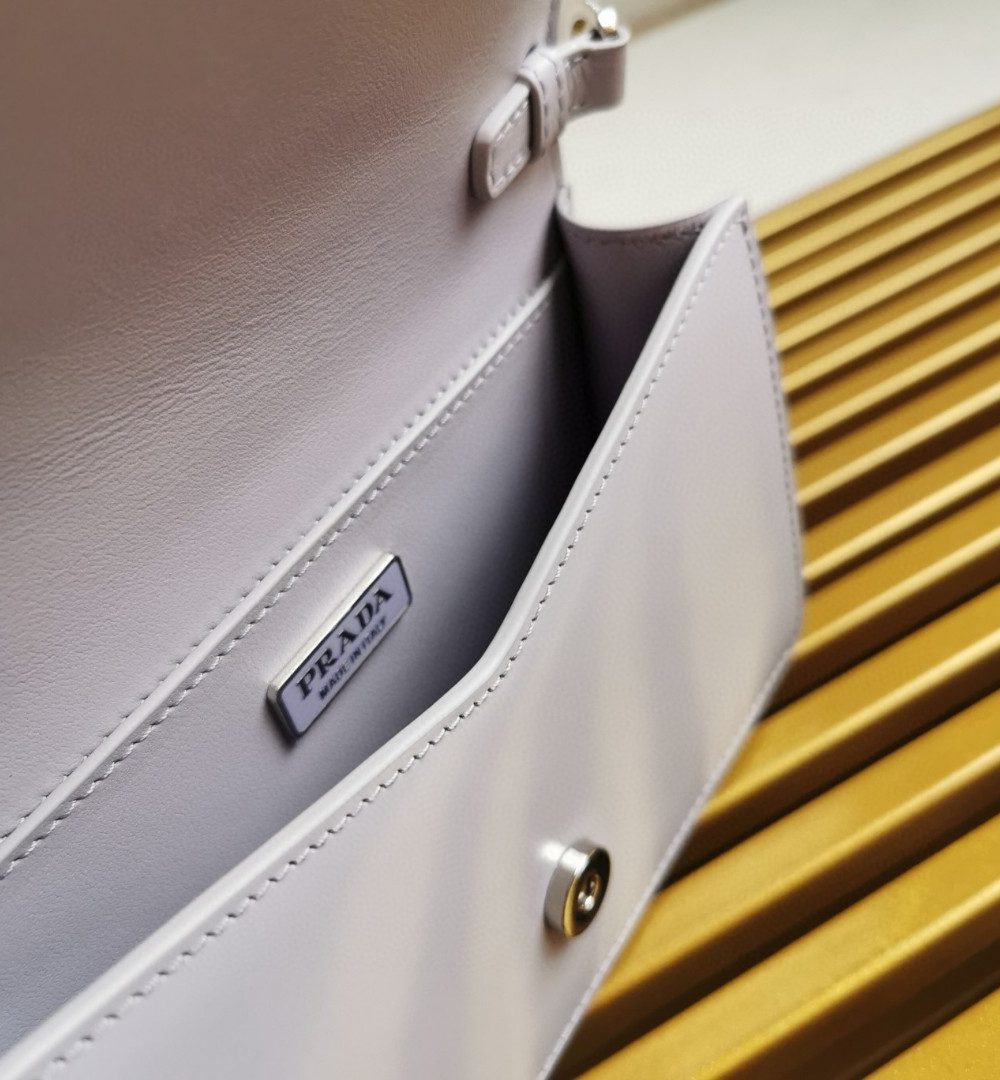 Prada Brushed Shoulder Bag Grey For Women, Women's Bags 6.7in/17cm