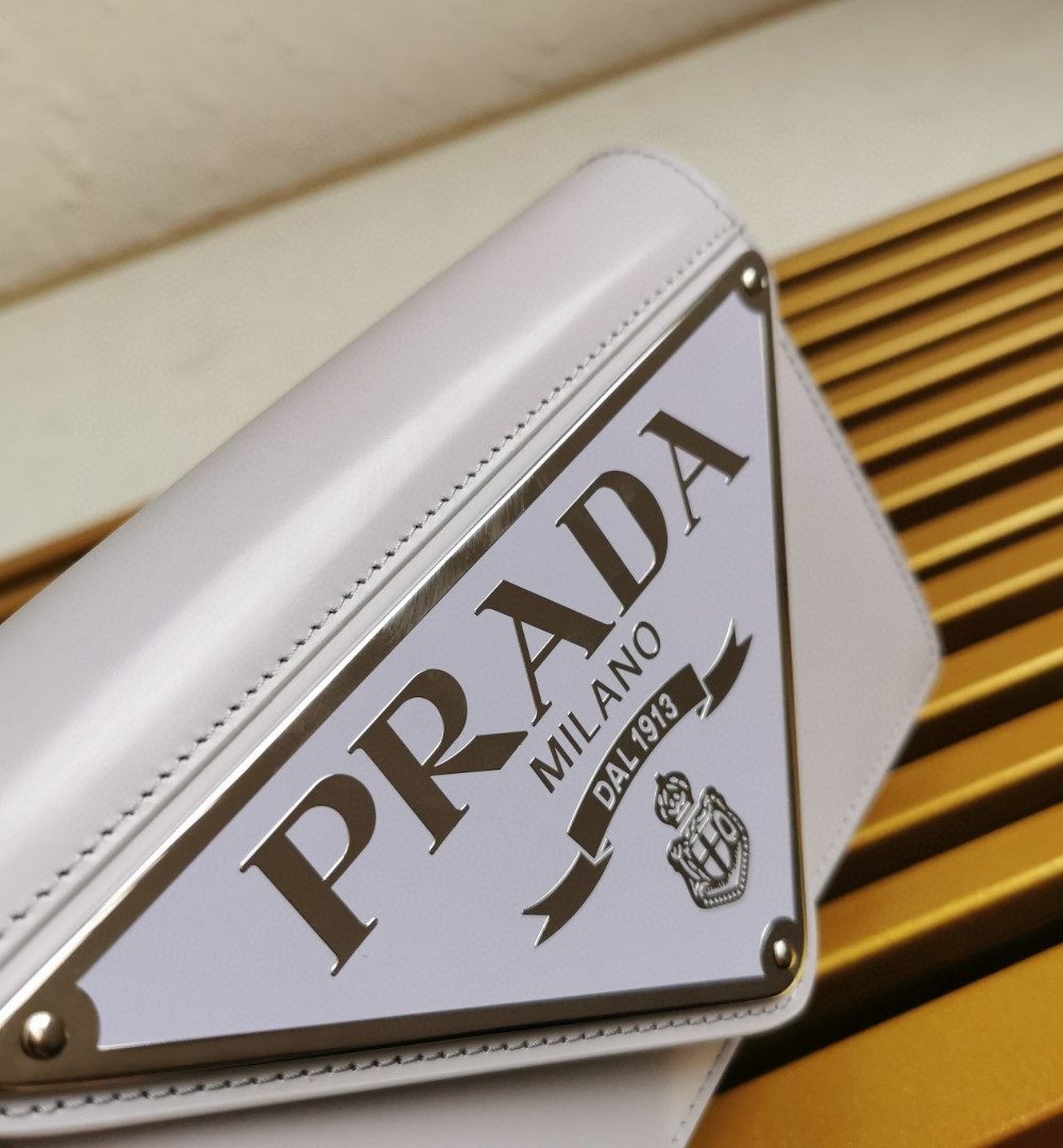 Prada Brushed Shoulder Bag Grey For Women, Women's Bags 6.7in/17cm