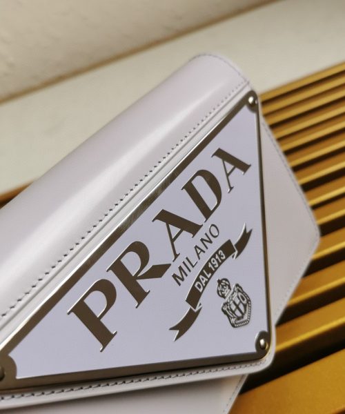 Prada Brushed Shoulder Bag Grey For Women, Women's Bags 6.7in/17cm