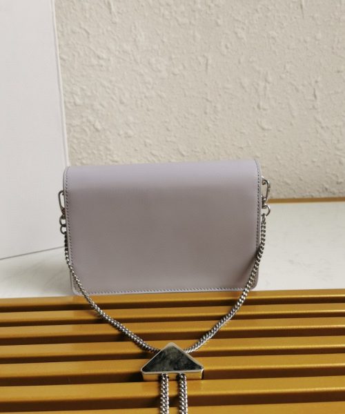 Prada Brushed Shoulder Bag Grey For Women, Women's Bags 6.7in/17cm