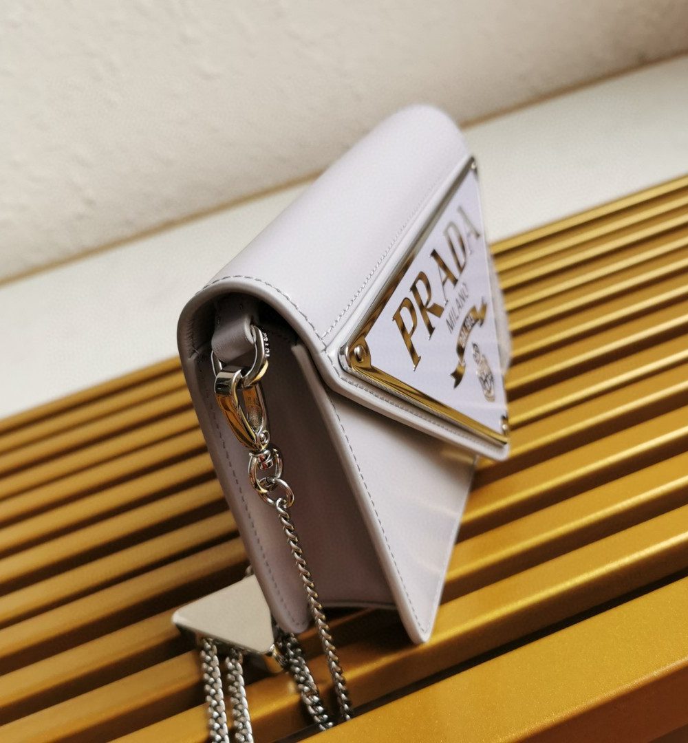 Prada Brushed Shoulder Bag Grey For Women, Women's Bags 6.7in/17cm