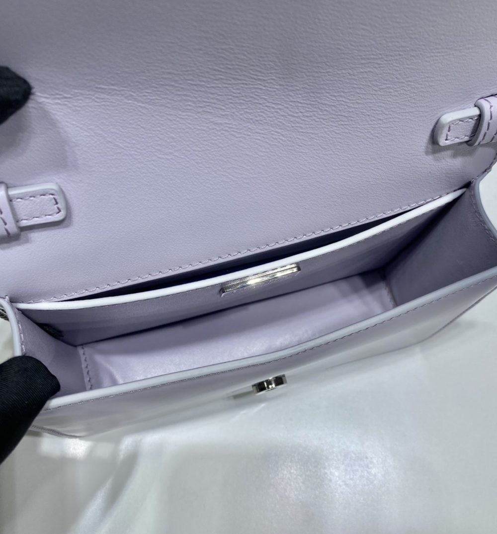 Prada Brushed Shoulder Bag Light Blue For Women, Women's Bags 6.7in/17cm