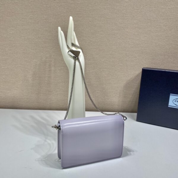 Prada Brushed Shoulder Bag Light Blue For Women, Women's Bags 6.7in/17cm