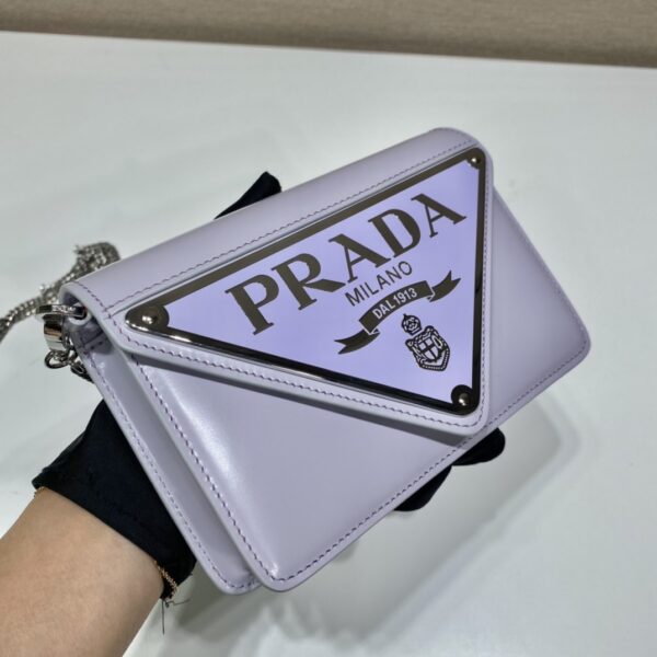 Prada Brushed Shoulder Bag Light Blue For Women, Women's Bags 6.7in/17cm