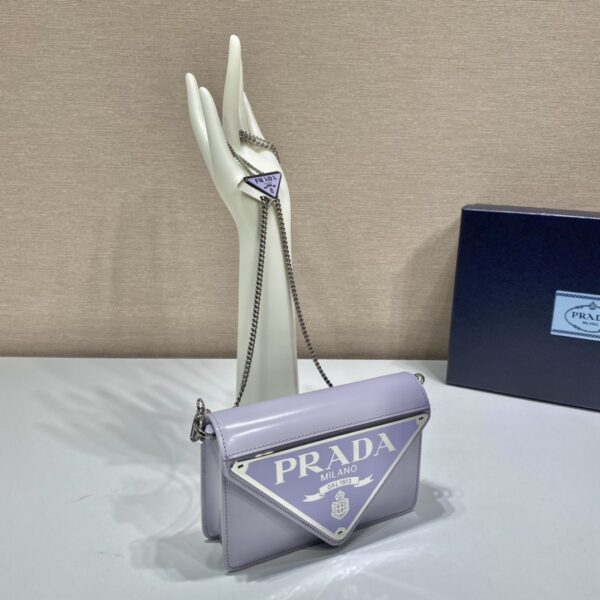 Prada Brushed Shoulder Bag Light Blue For Women, Women's Bags 6.7in/17cm