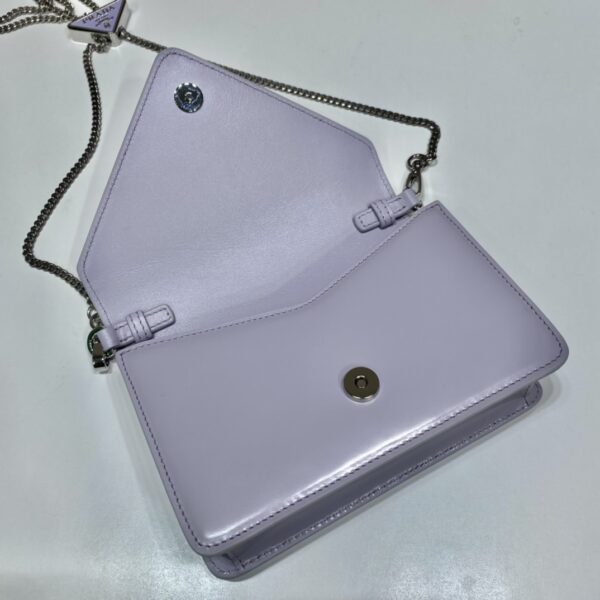 Prada Brushed Shoulder Bag Light Blue For Women, Women's Bags 6.7in/17cm
