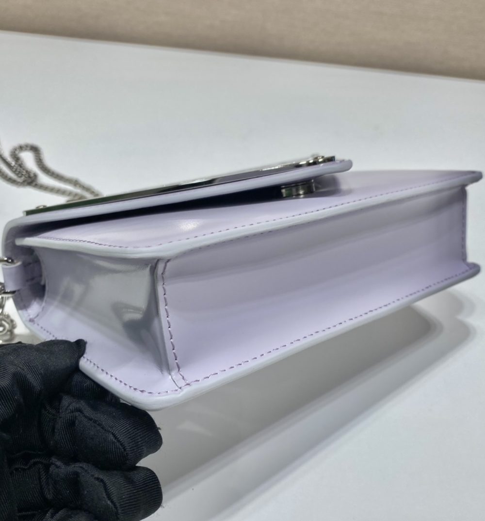 Prada Brushed Shoulder Bag Light Blue For Women, Women's Bags 6.7in/17cm